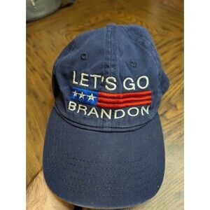 Let's Go Brandon Printed Washed Black Cap Hat USA Flag Political